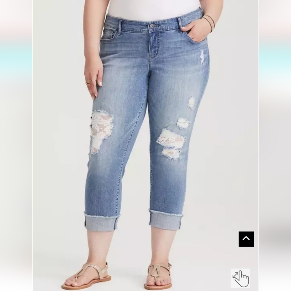 Crop Boyfriend Jean - Vintage Stretch Light Wash- Sz 20
